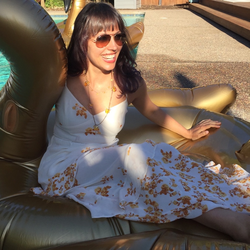 Yellow floral Reformation dress